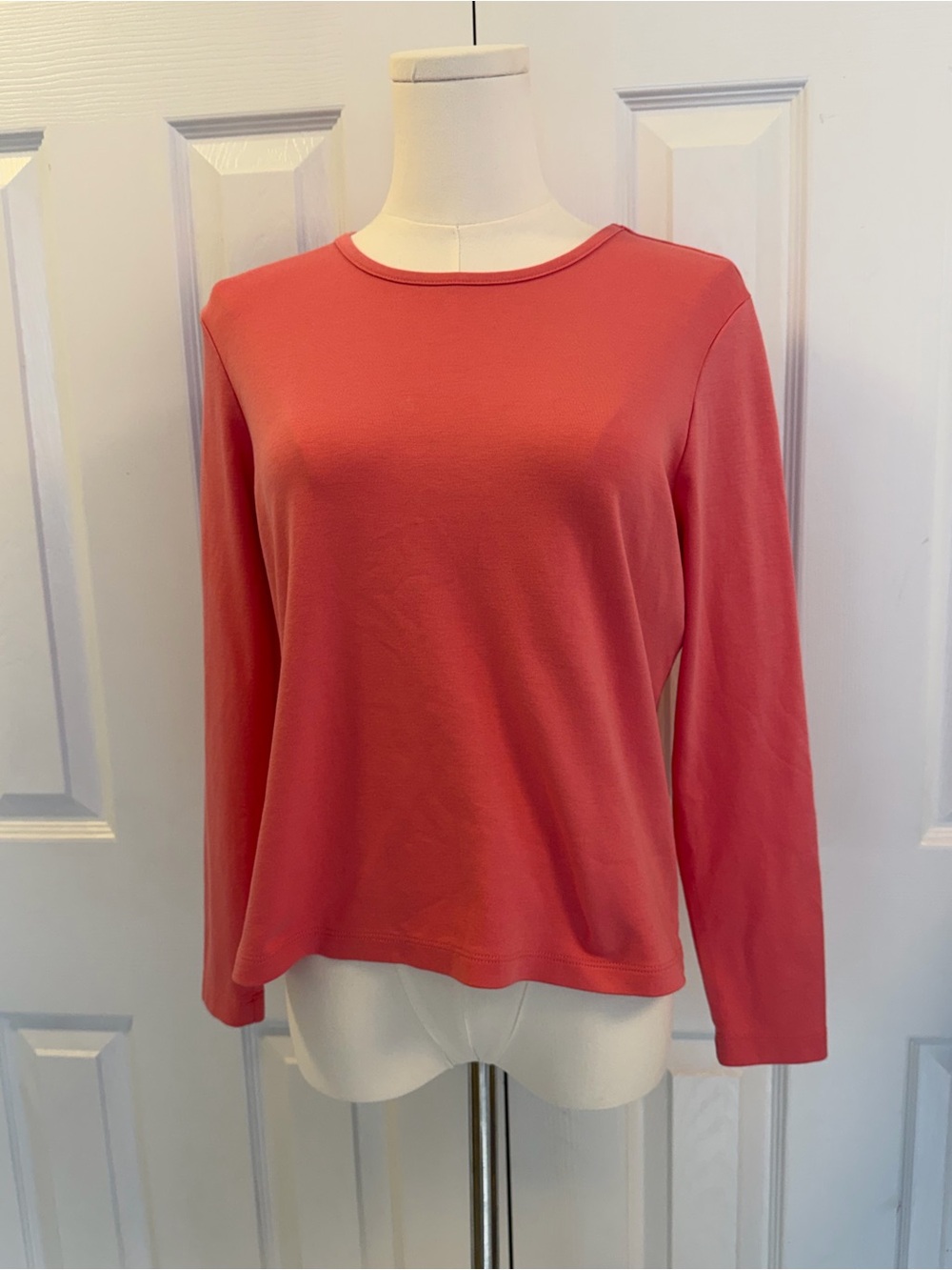 L.L.Bean Coral Pink 100% Supima Cotton Long Sleeve Top Petite Small